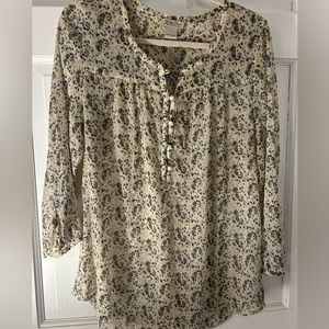 Lucky Brand paisley printed blouse size L long sleeve